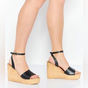 New Steve Madden Welsh Platform Wedge Heeled Sandals in Black | Size 7.5